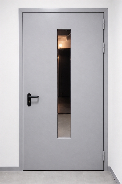 Дверь с узким стеклом