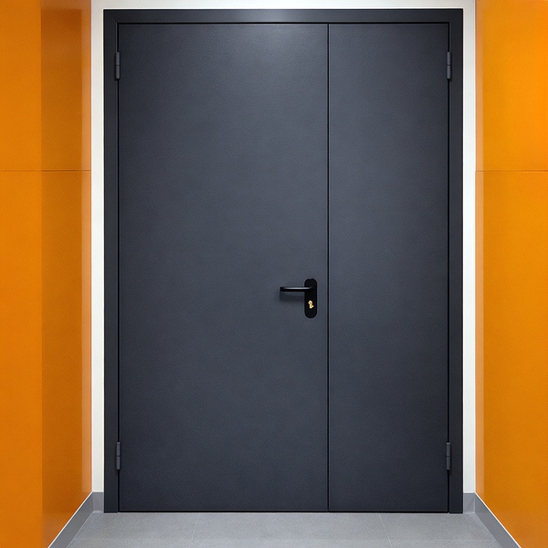 Темно-серая полуторная дверь