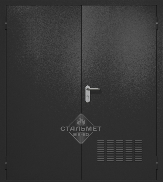 Двупольная техническая дверь RAL 9004 черная, вентиляция