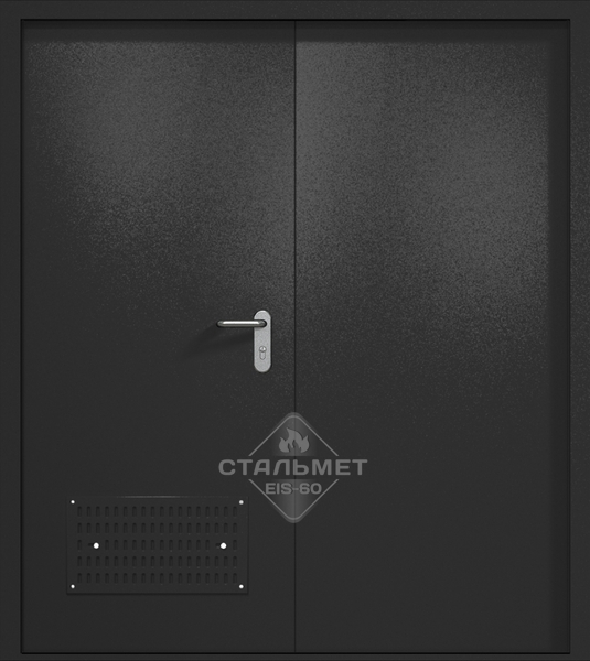 Двупольная техническая дверь RAL 9004 черная, вентиляция