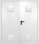 Двупольная противопожарная дверь EI-60 белая RAL 9016, четыре стыковочных узла