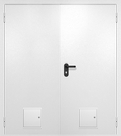 Двупольная противопожарная дверь EI-60 белая RAL 9016, два стыковочных узла