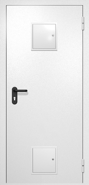 Однопольная противопожарная дверь EI-60 с двумя стыковочными узлами RAL 9016