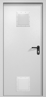 Однопольная противопожарная дверь EI-60 с двумя стыковочными узлами RAL 9016