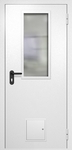 Однопольная противопожарная дверь EI-60 белая RAL 9016, стекло 700x300 мм, стыковочный узел