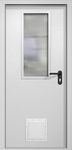 Однопольная противопожарная дверь EI-60 белая RAL 9016, стекло 700x300 мм, стыковочный узел