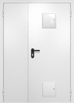 Полуторапольная противопожарная дверь EI-60 белая RAL 9016, два стыковочных узла