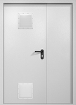 Полуторапольная противопожарная дверь EI-60 белая RAL 9016, два стыковочных узла