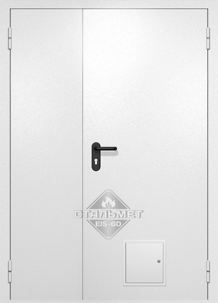 Полуторапольная противопожарная дверь EI-60 белая RAL 9016, стыковочный узел