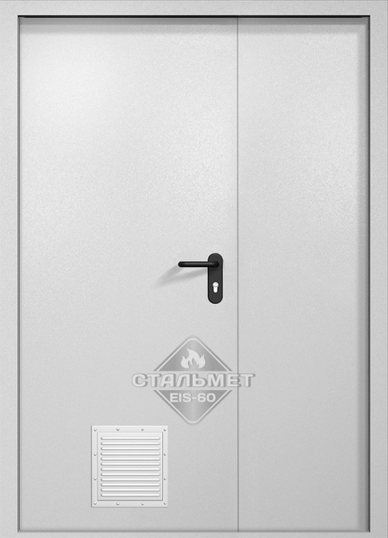 Полуторапольная противопожарная дверь EI-60 белая RAL 9016, стыковочный узел