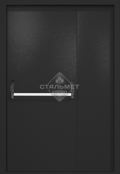 Полуторапольная противопожарная дверь EI-60 черная RAL 9004, антипаника