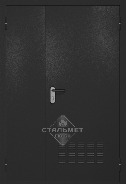 Полуторапольная техническая дверь RAL 9004 черная, вентиляция