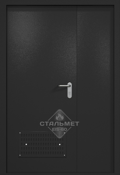 Полуторапольная техническая дверь RAL 9004 черная, вентиляция