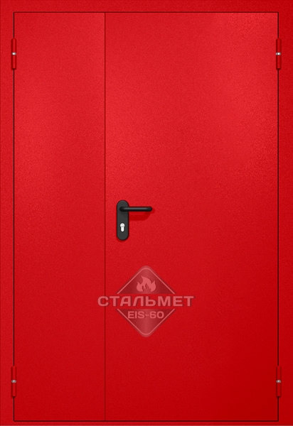 Полуторапольная противопожарная дверь EI-60 красная RAL 3000, антипаника