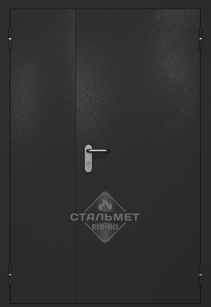 Полуторапольная противопожарная дверь EI-60 черная RAL 9004, антипаника